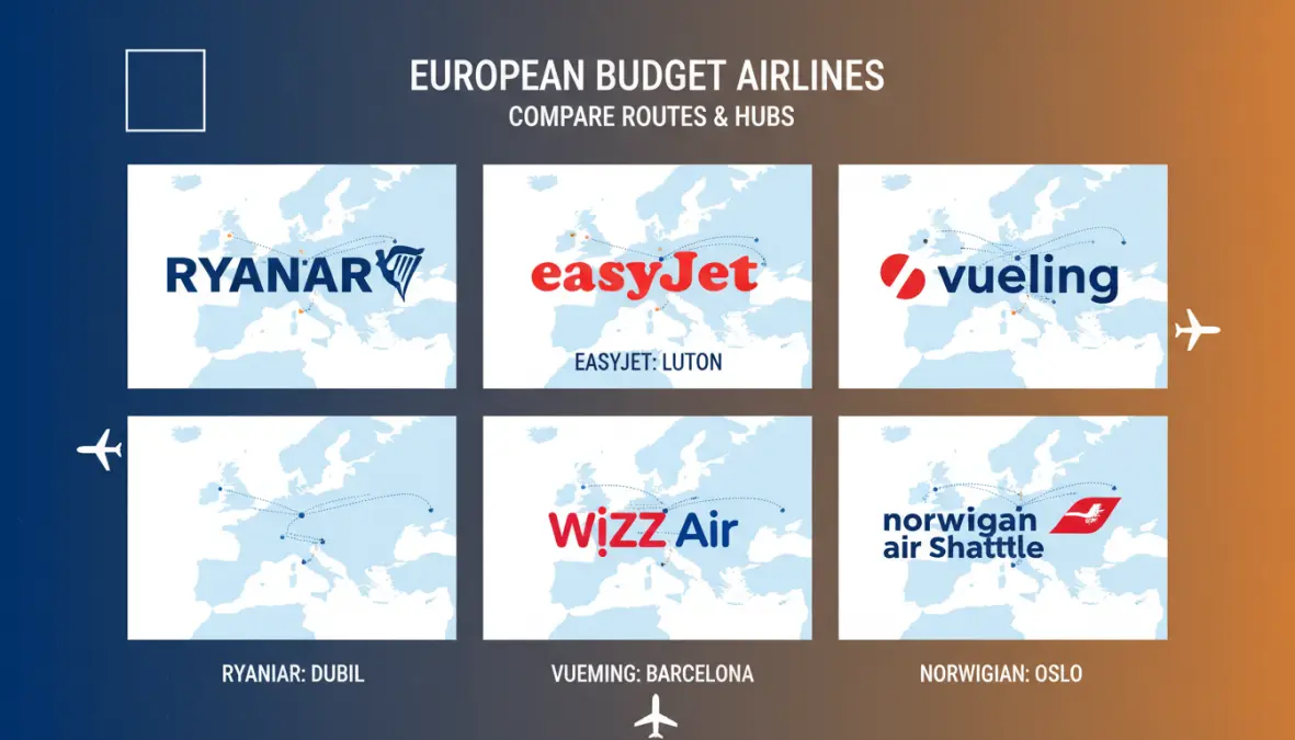Comparison of top European budget airlines including Ryanair, EasyJet and Wizz Air