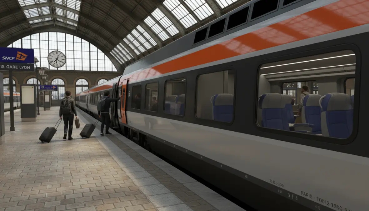 SNCF train at Paris station ready for day trips from Paris by train