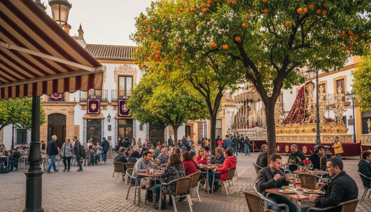 Seville Spain in March showing spring blooms and warm weather, one of the best European cities to visit