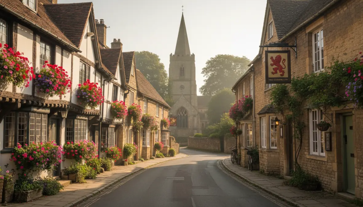 Historic Tudor architecture in one of the prettiest villages near London