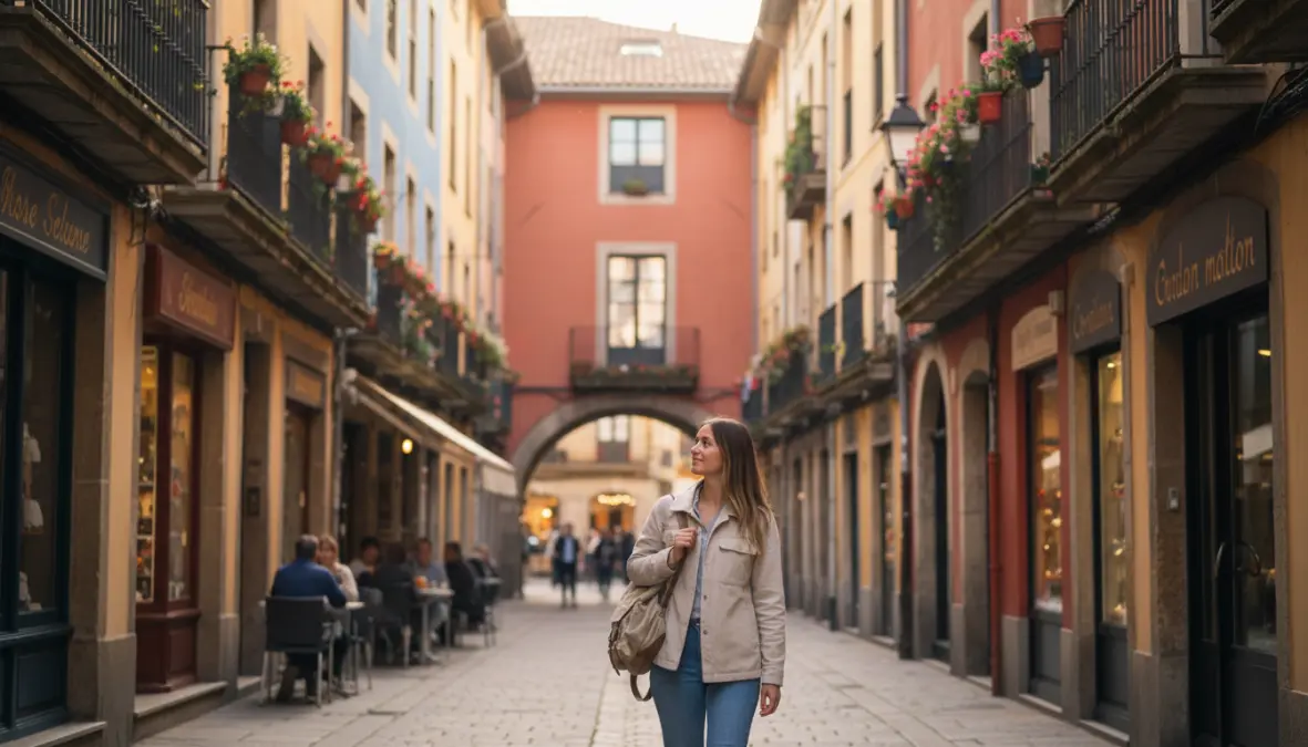 Traveler exploring city attractions during short weekend city getaway