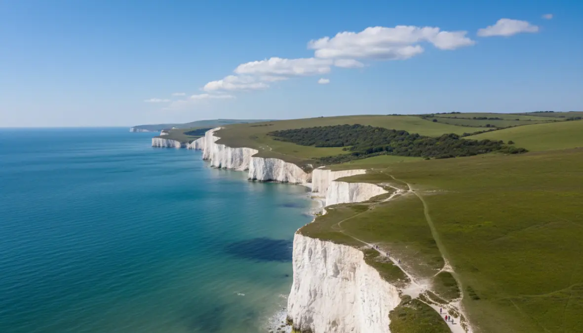 Seven Sisters chalk cliffs coastal landscape, scenic countryside day trip from London by train