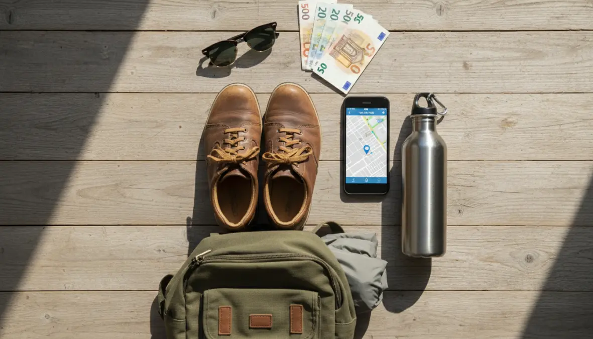 Essential items and tips for free walking tours in Europe including comfortable shoes and tip money