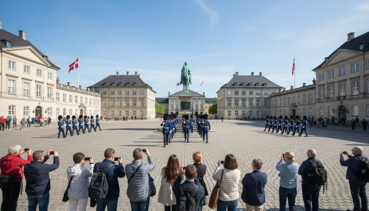 Changing of the guard ceremony at Amalienborg Palace Copenhagen - royal heritage sightseeing attraction
