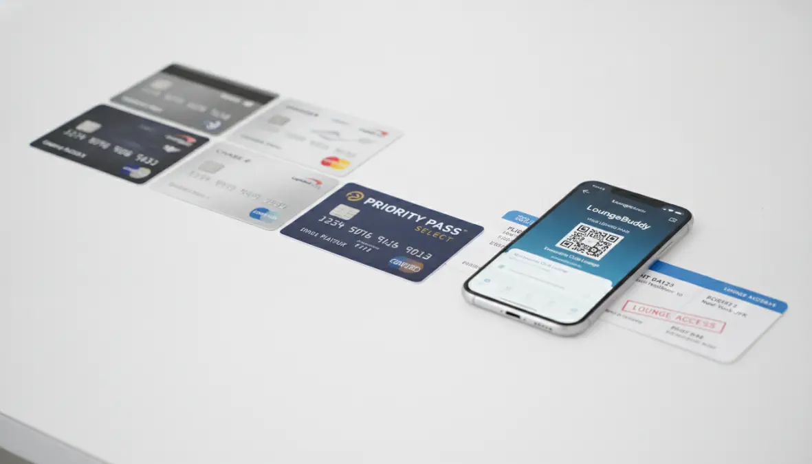 Airport lounge access cards and Priority Pass membership options for European travelers