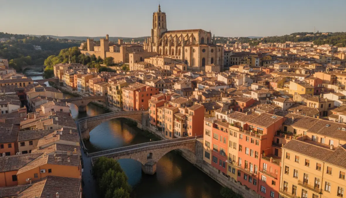 Girona old town colorful houses and medieval architecture, day trip from Barcelona
