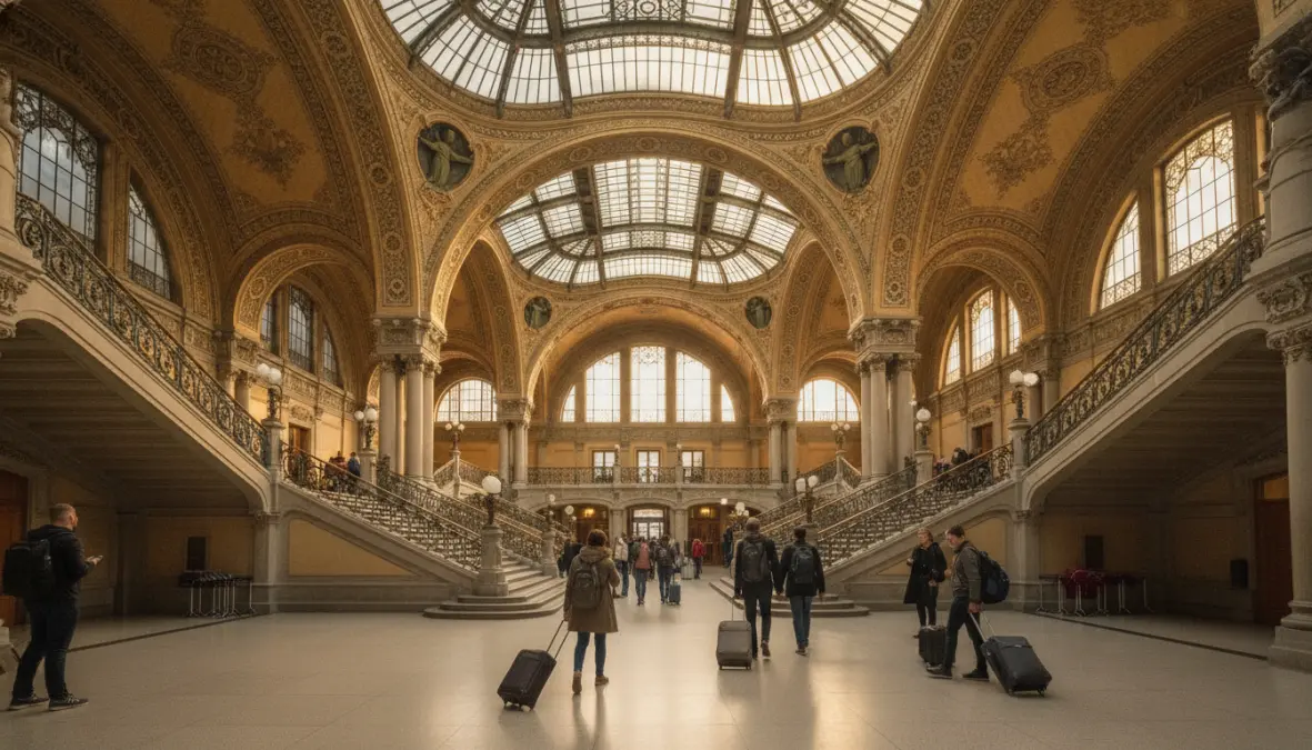 Stazione Centrale di Anversa con architettura Art Nouveau, punto di arrivo per gite in treno da Bruxelles alle città fiamminghe