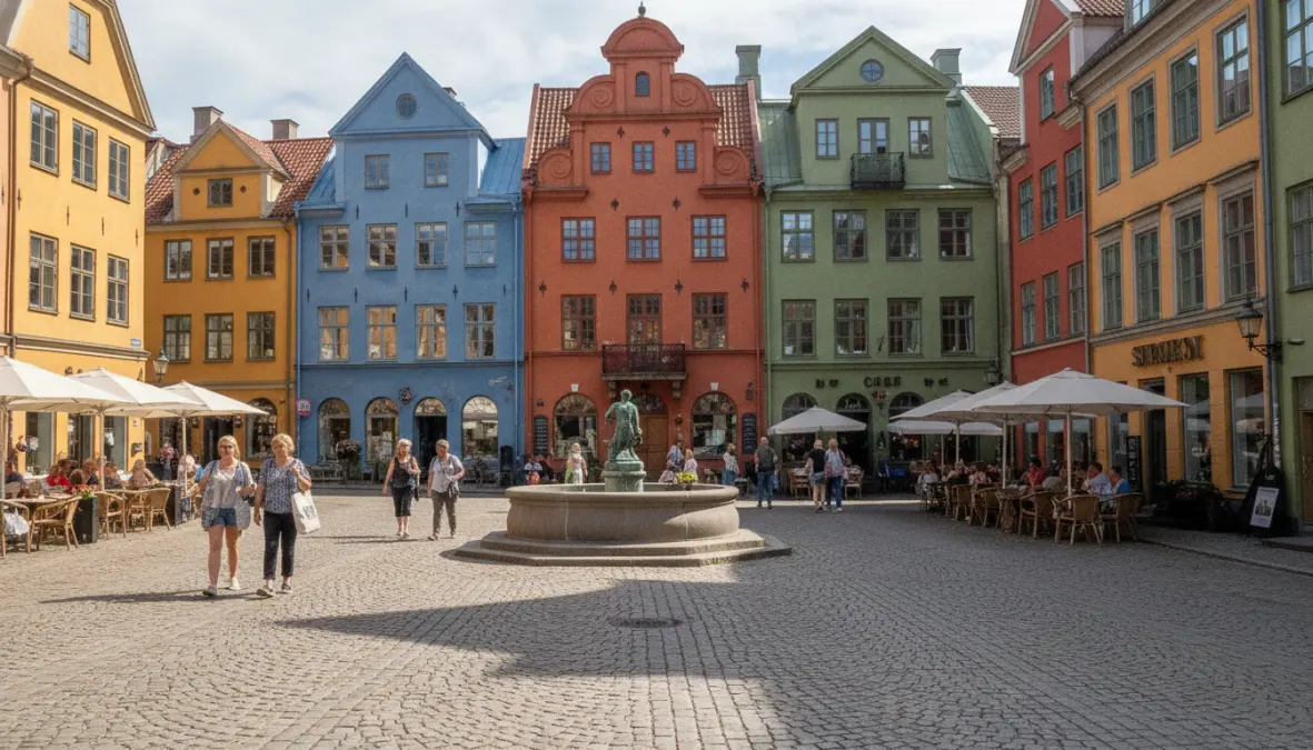 Malmö Old Town colorful buildings, perfect Malmö day trip from Copenhagen
