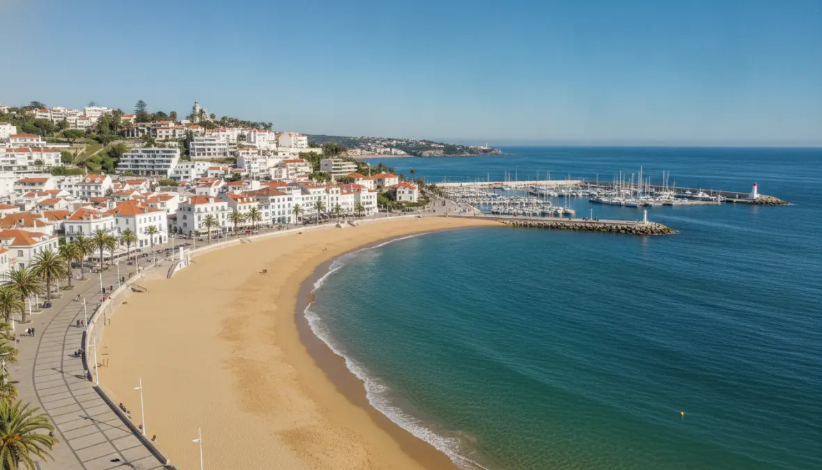 Cascais coastal town view from Lisbon, beautiful Atlantic coast day trip destination