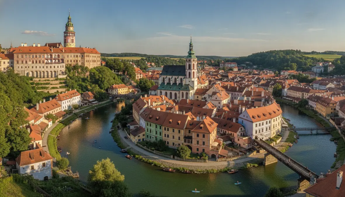 Český Krumlov medieval town center with castle, UNESCO site and popular day trip from Prague