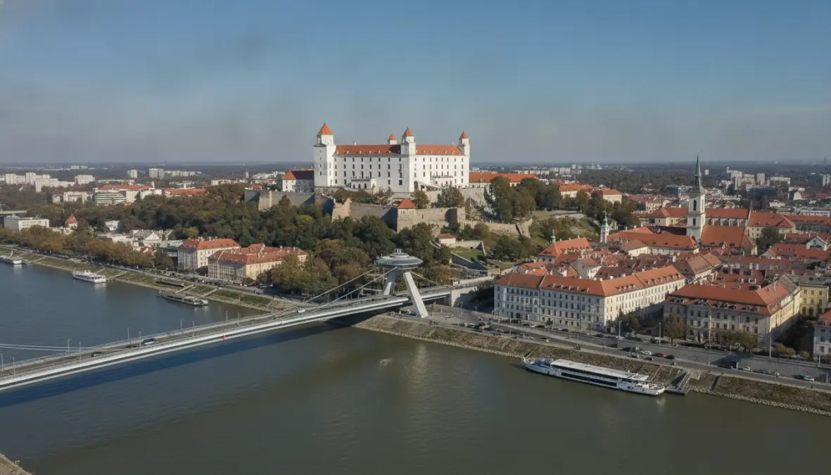 Bratislava Castle and old town view, day trip destination from Vienna
