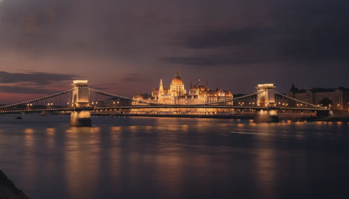 Budapest Chain Bridge and Parliament Building at twilight, ideal destination for Eastern Europe city breaks