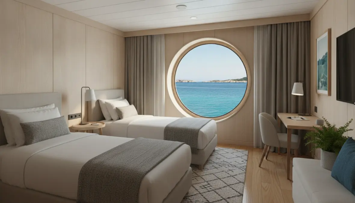 Comfortable overnight ferry cabin for European ferry travel weekend trips
