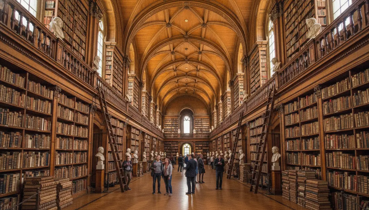 Trinity College Long Room library Dublin, one of Europe's most important literary landmarks and manuscript collections