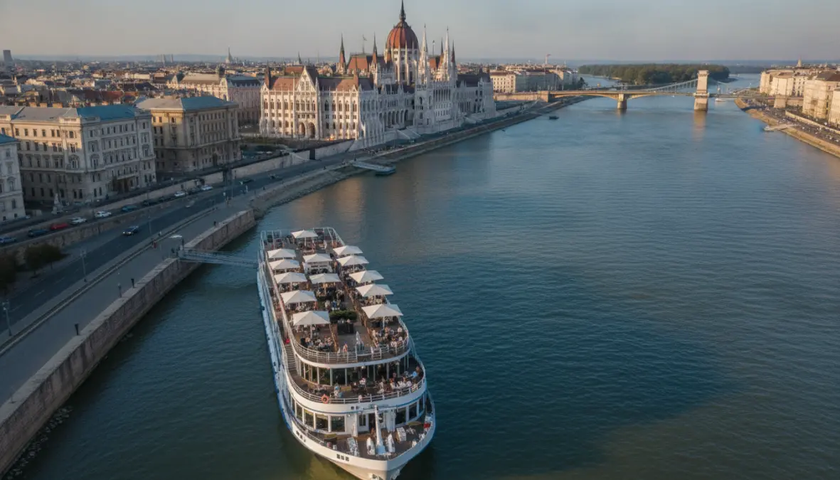 River cruise ship moored in Budapest along the Danube - weekend Danube cruise itinerary