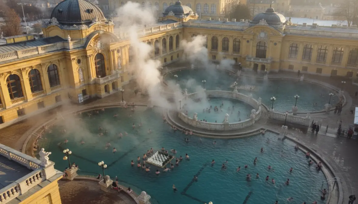 Budapest Szechenyi thermal baths showing european thermal baths architecture and healing springs