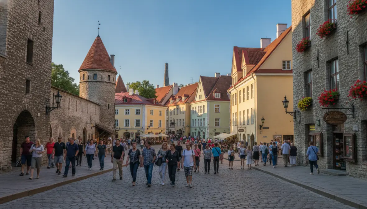 Tallinn medieval old town street view, affordable baltic states weekend getaway