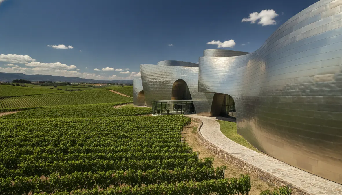 Contemporary wine estate architecture in Rioja wine region Spain