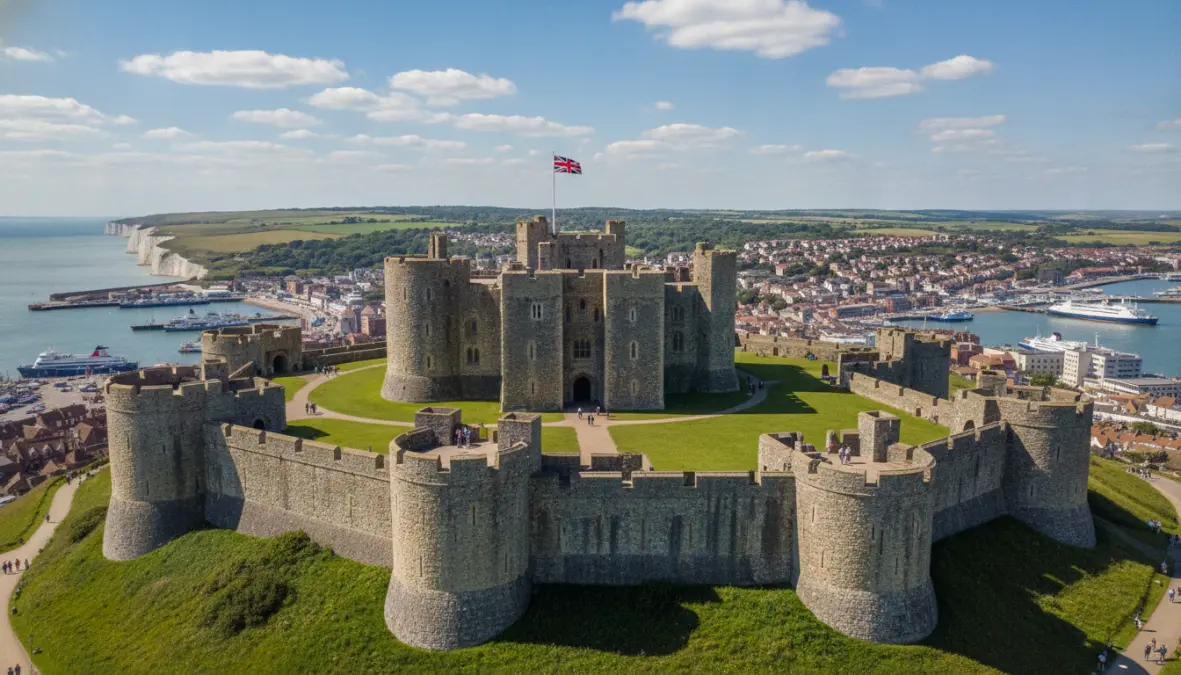 Dover Castle on the hilltop, a must-see attraction on a Dover day trip from London