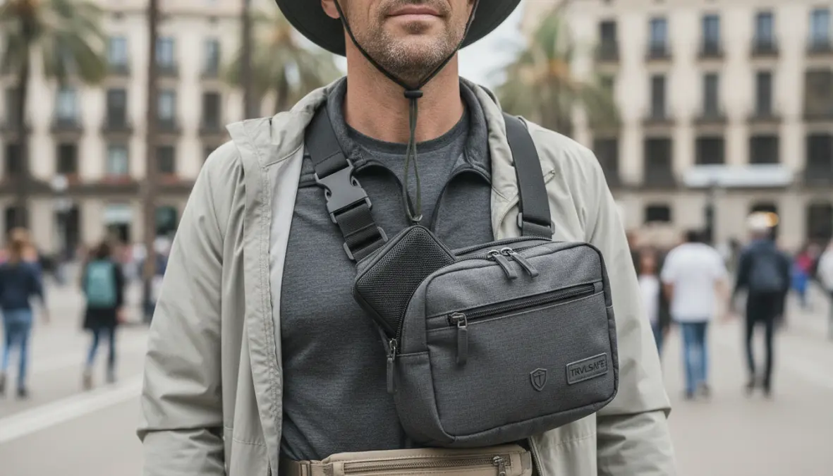 Anti-theft travel bag and money belt for pickpocket prevention in European cities