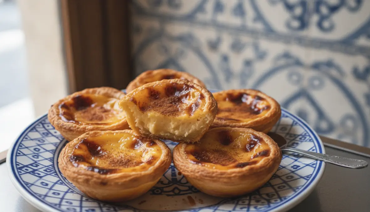 Authentic pastéis de nata custard tarts from Belém, essential Lisbon weekend experience