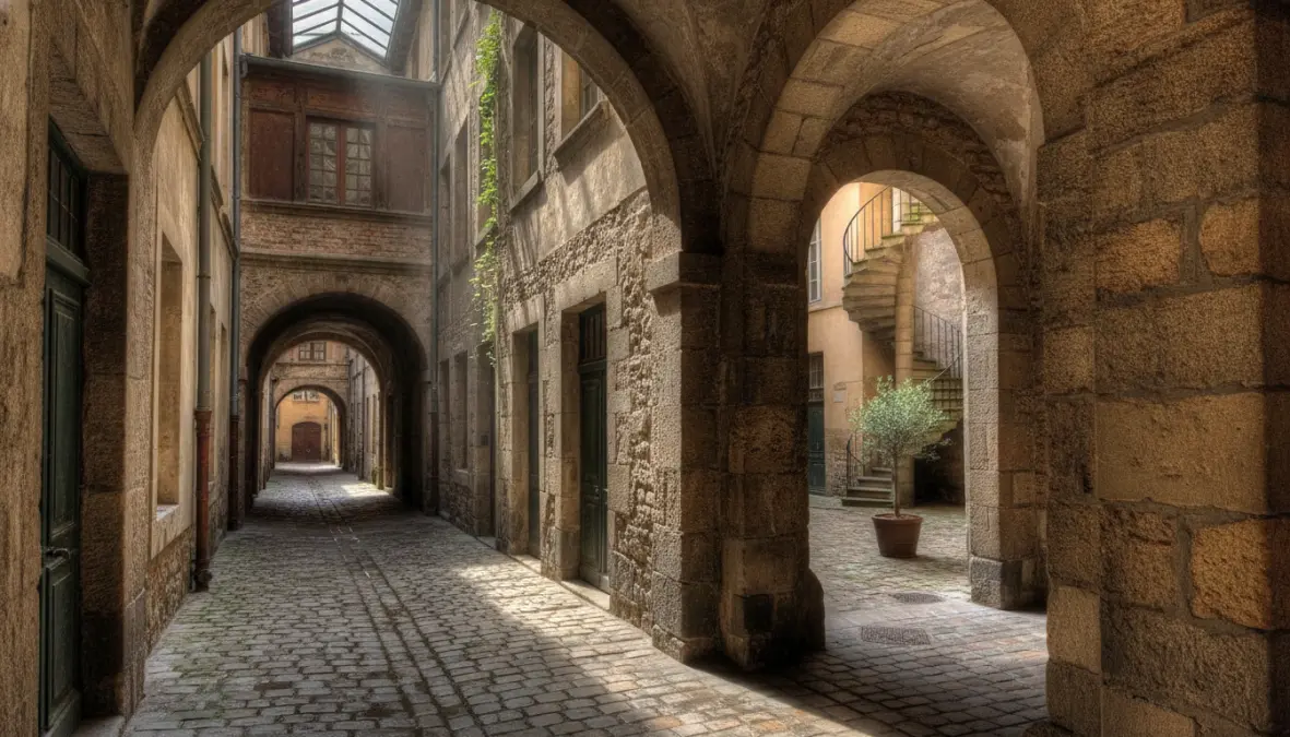 Secret traboule passageway in Vieux Lyon, one of the best things to see during a Lyon traboules tour