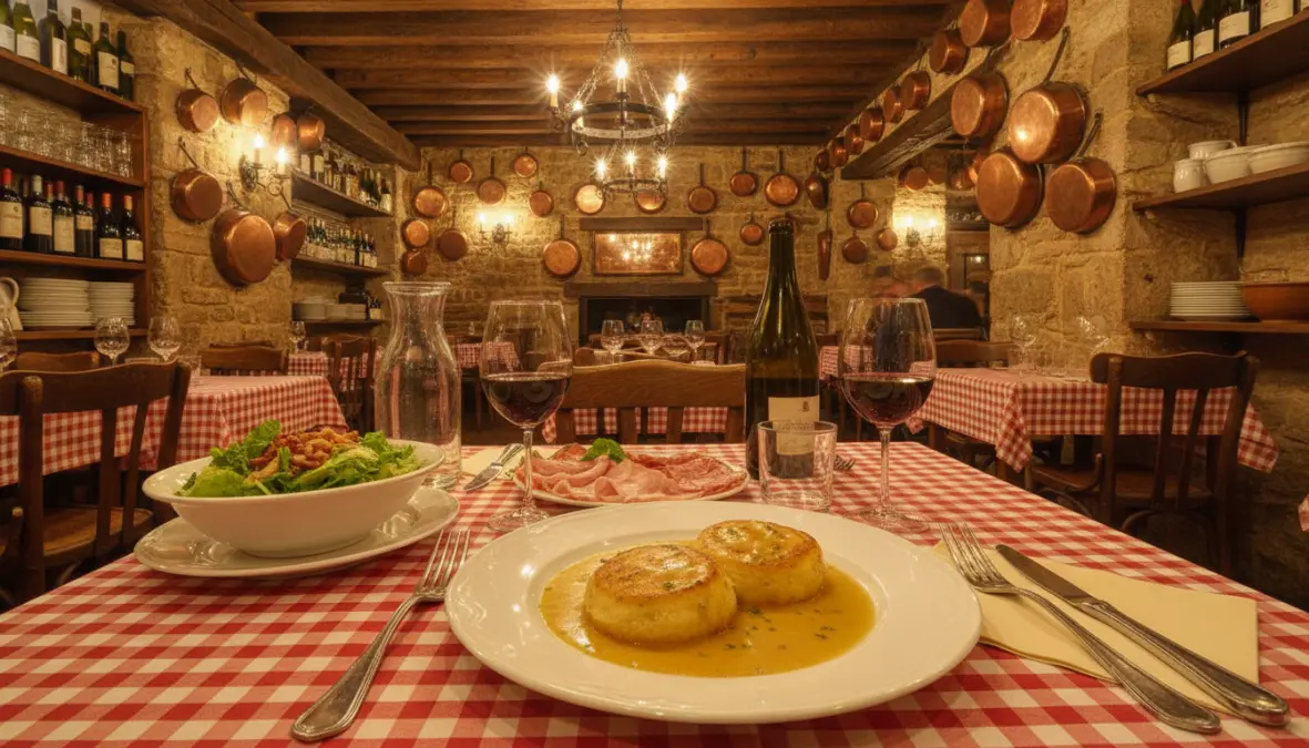 Traditional bouchon restaurant in Lyon serving authentic Lyonnaise cuisine, where to eat in Lyon bouchons
