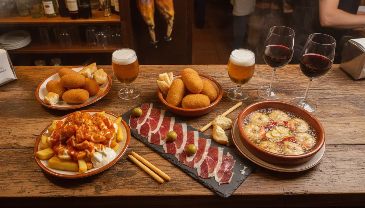 Authentic Madrid tapas including patatas bravas, croquetas and jamón at best tapas bars in Madrid