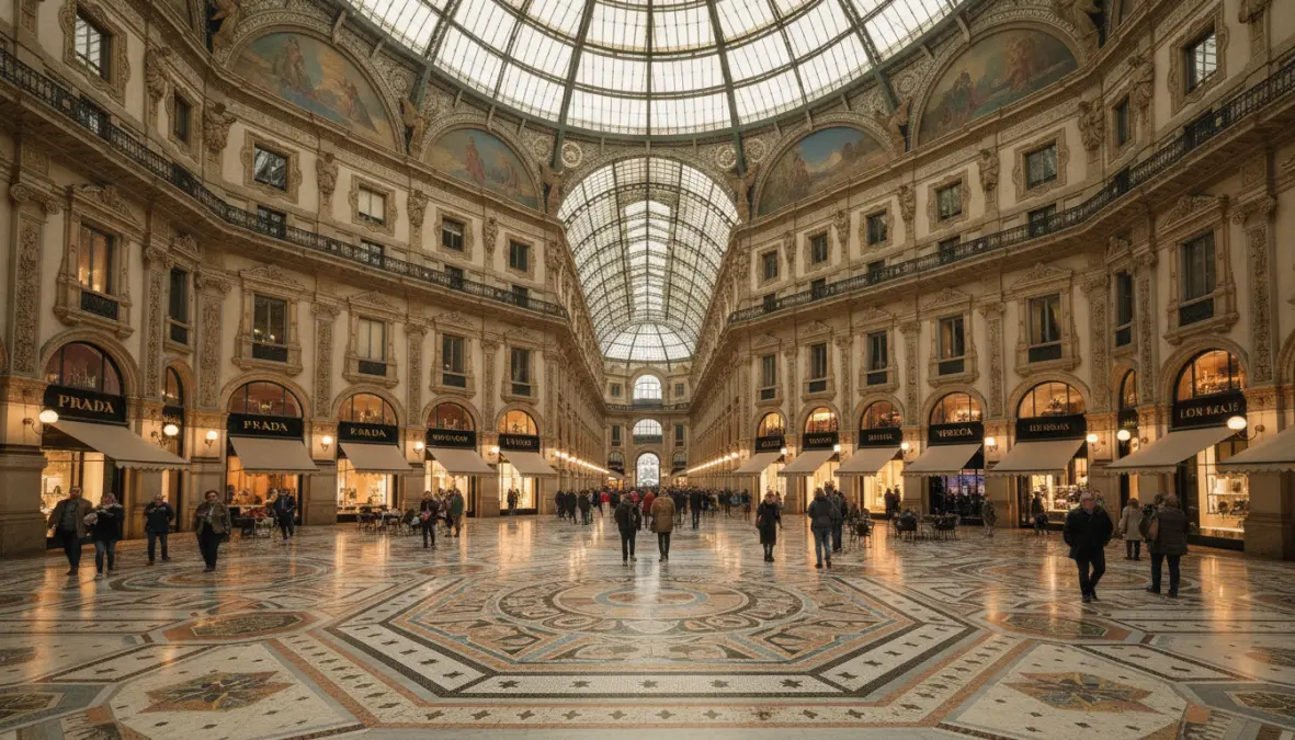 Galleria Vittorio Emanuele II luxury shopping arcade with glass dome, a must-see Milan attraction