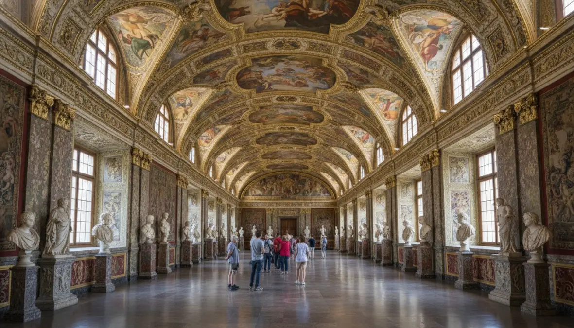 The stunning Antiquarium hall inside Munich Residenz palace, showcasing Bavarian royal heritage and architecture