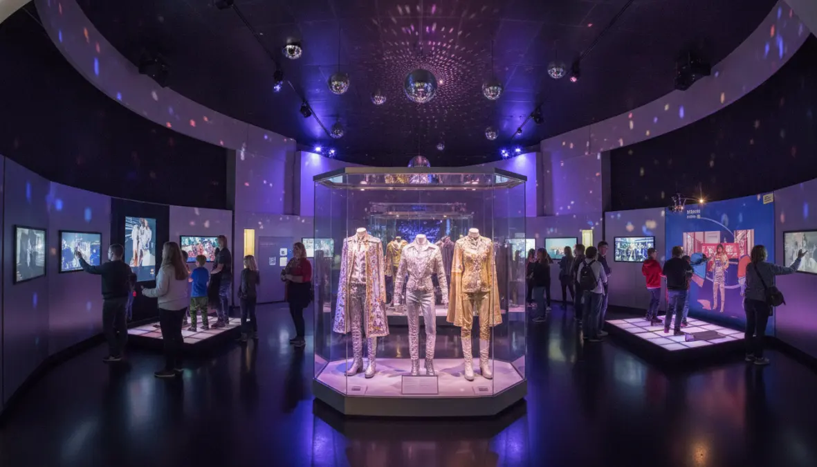 Interactive exhibits inside the ABBA Museum Stockholm on Djurgården Island