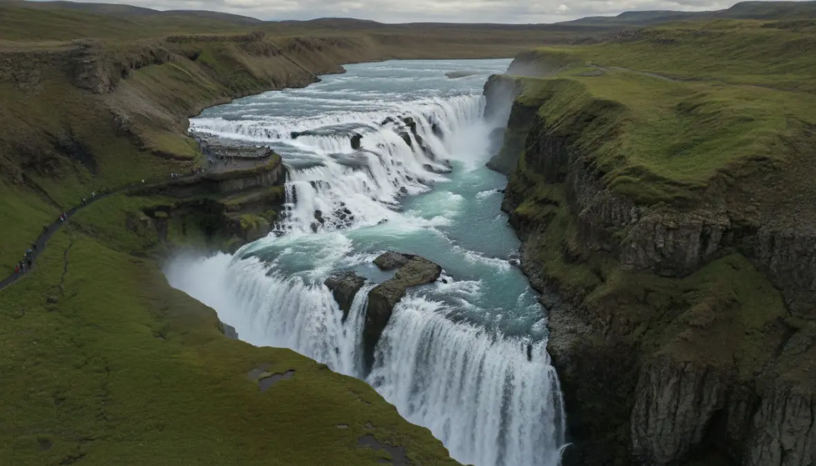 Gullfoss waterfall on the Golden Circle day trip from Reykjavik during Iceland weekend itinerary