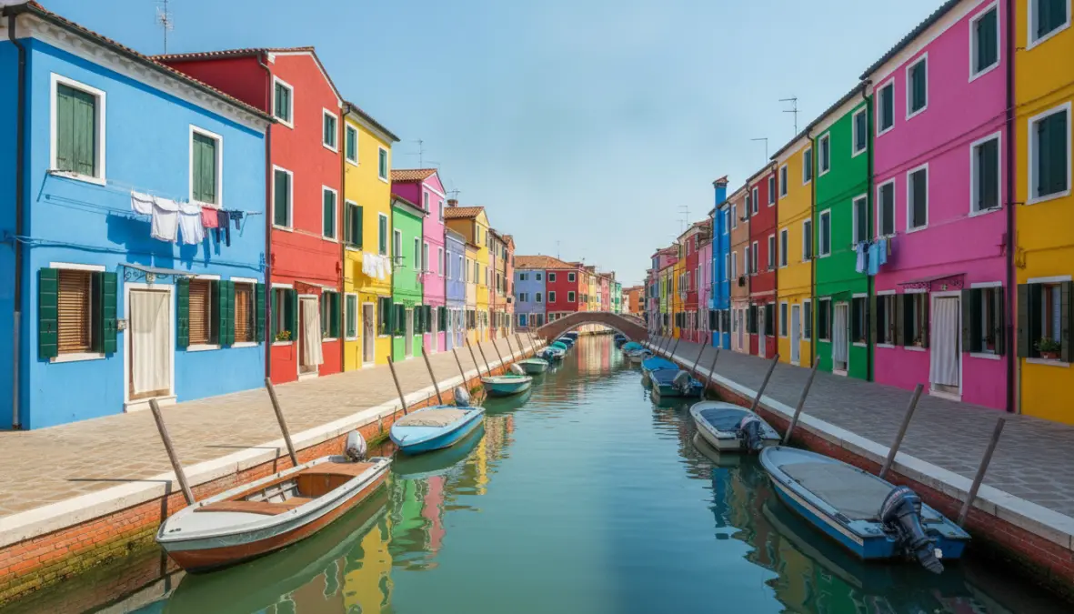 Colorful canal houses in Burano island during 48 hours Venice itinerary day trip